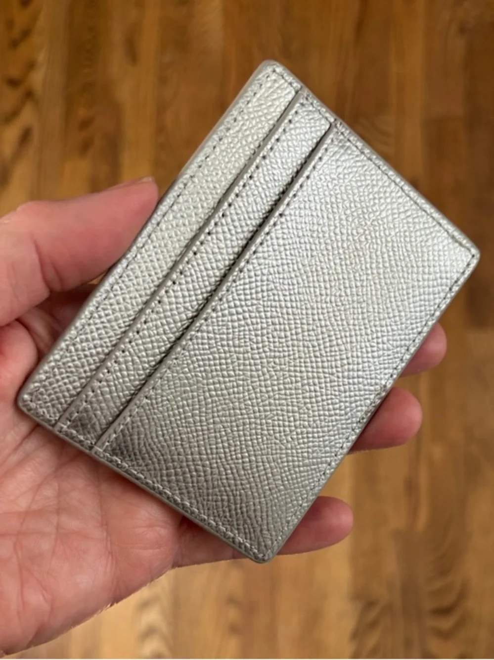 Kurt Geiger Metallic Silver Leather Card Case